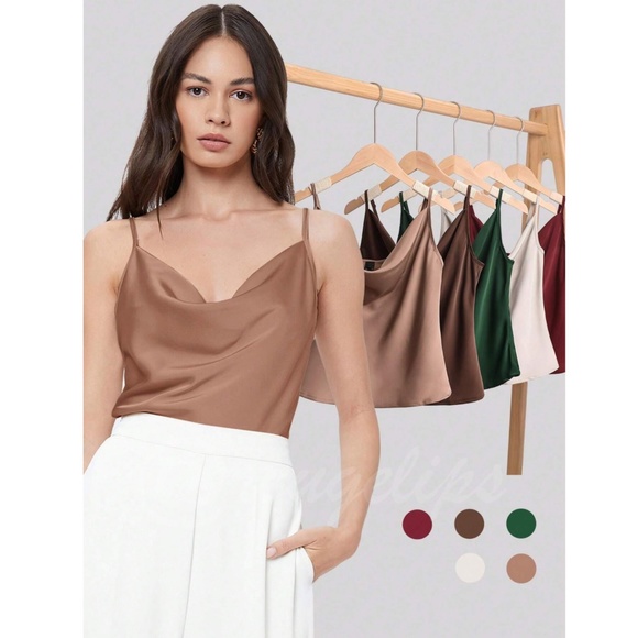 Glamorous Cowl Neck Spaghetti Straps Camisole Top - Picture 9 of 13